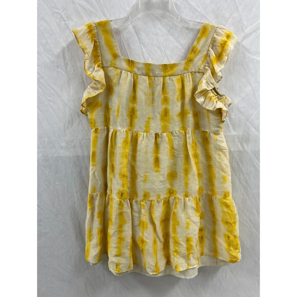 Marie Oliver Merrit Yellow Ruffle Blouse size M - Picture 3 of 3